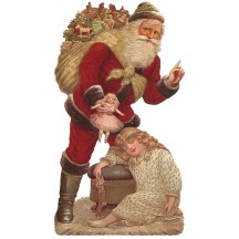 Large Santa with Victorian Girl Scrap ~ Germany